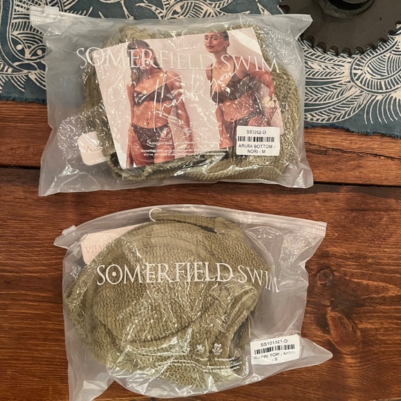 Somerfield Swim Bikini Set - Capri Top (S) & Aruba Bottoms (M) in Nori Crinkle - Picture 6 of 6